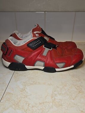 Diesel Red Leather Athletic Slip-On Sneakers with Black & Gray Accents Rare Y2K